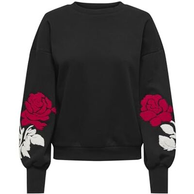 15363332-4911634 Onlcally L/S Print O-Neck Cs SWT, czarny, XS 15363332-4911634 Onlcally L/S Print O-Neck Cs SWT, czarny, XS