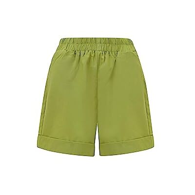 SS232114 BALOU Damskie bawełniane lniane spodenki z wysokim stanem, limonkowe, rozmiar EU 14, Limonkowa zieleń, 40 SS232114 BALOU Damskie bawełniane lniane spodenki z wysokim stanem, limonkowe, rozmiar EU 14, Limonkowa zieleń, 40