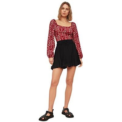 TWOSS21ET0056 Trendyol Women's Drapierte dzianinowe spódnice, czarne, małe TWOSS21ET0056 Trendyol Women's Drapierte dzianinowe spódnice, czarne, małe