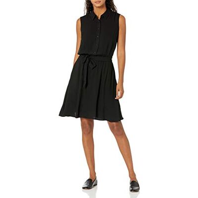 AE1936100-BlckB-X-Small Amazon Essentials Damskie Tkana sukienka koszulowa bez rękawów, Czarny, XS AE1936100-BlckB-X-Small Amazon Essentials Damskie Tkana sukienka koszulowa bez rękawów, Czarny, XS