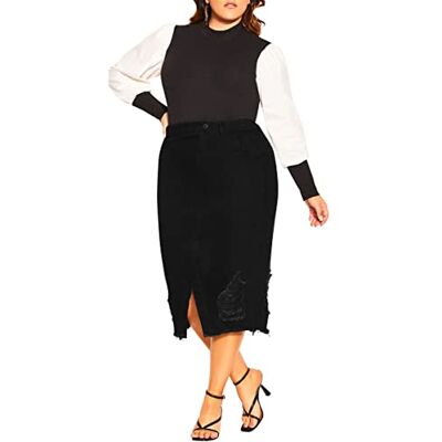 00211433 CITY CHIC Damska spódnica plus size gwiazda skrzyżowana, Czarny Wash, 46-Plus 00211433 CITY CHIC Damska spódnica plus size gwiazda skrzyżowana, Czarny Wash, 46-Plus