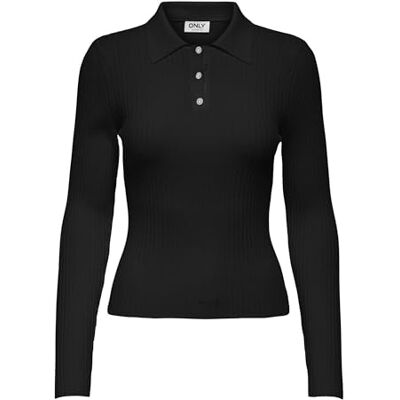 15355354-4830989 Onlelisa L/S Rib Polo Ex KNT, czarny, XXL 15355354-4830989 Onlelisa L/S Rib Polo Ex KNT, czarny, XXL