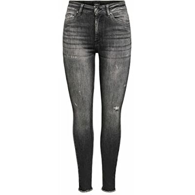 15244759 ONLY Damskie dżinsy skinny fit ONLBlush Life Mid Ankle Raw, czarny denim, XS 15244759 ONLY Damskie dżinsy skinny fit ONLBlush Life Mid Ankle Raw, czarny denim, XS