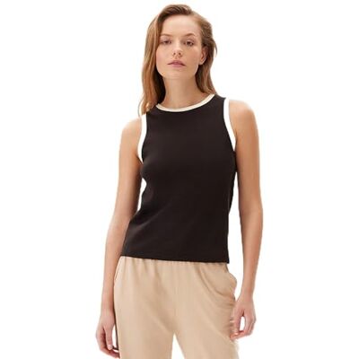24SW13095BB Dagi Black Fashion Knitted Regular Rib Thick Strap Strappy Scoop Neck Tank Top, Black, XL, czarny, XL 24SW13095BB Dagi Black Fashion Knitted Regular Rib Thick Strap Strappy Scoop Neck Tank Top, Black, XL, czarny, XL