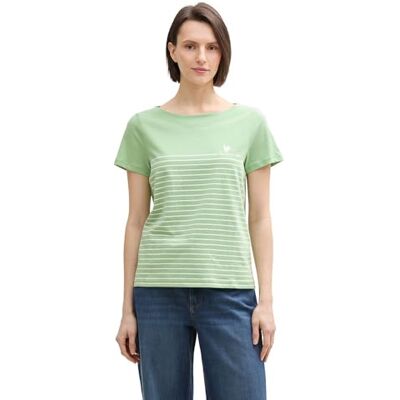 1045544 TOM TAILOR Damska koszulka z wzorem w paski, 37116 True Green, XS 1045544 TOM TAILOR Damska koszulka z wzorem w paski, 37116 True Green, XS
