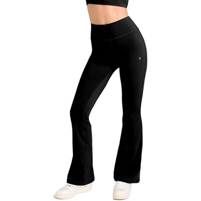 ARKWLGA002EL Aruki Damskie Flared Legginsy z kieszeniami, wysoka talia bootcut, kontrola brzucha, elastyczne oddychające do jogi pilates biegania siłowni codziennych treningów fitness – Jet Black – L ARKWLGA002EL Aruki Damskie Flared Legginsy z kieszeniami, wysoka talia bootcut, kontrola brzucha, elastyczne oddychające do jogi pilates biegania siłowni codziennych treningów fitness – Jet Black – L