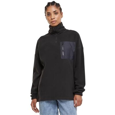 TB6086 Urban Classics Damska bluza damska Polar Fleece Troyer Black S, czarny, S TB6086 Urban Classics Damska bluza damska Polar Fleece Troyer Black S, czarny, S