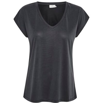 10504040-51065-S KAFFE KAlise T-shirt damski z krótkim rękawem, dekolt w serek, koszulka basic, Washed Black, S 10504040-51065-S KAFFE KAlise T-shirt damski z krótkim rękawem, dekolt w serek, koszulka basic, Washed Black, S