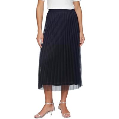 2161287 s.Oliver BLACK LABEL Elegancka spódnica midi z plisowanej siateczki, grantowy, 34 2161287 s.Oliver BLACK LABEL Elegancka spódnica midi z plisowanej siateczki, grantowy, 34