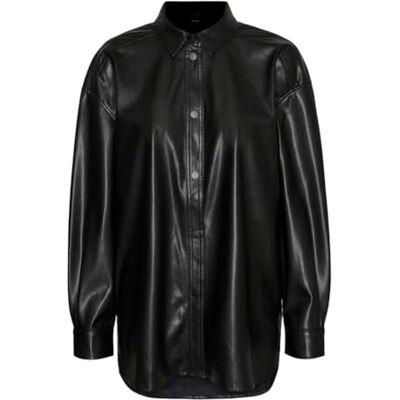 10309134 VERO MODA Vmolympia L/S Oversize Pl Shirt Noos bluzka z długim rękawem, czarny, M 10309134 VERO MODA Vmolympia L/S Oversize Pl Shirt Noos bluzka z długim rękawem, czarny, M