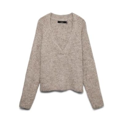 10331804-4861264 VERO MODA Vmnovah Rib Ls V-Neck sweter Noos, Fossil, L 10331804-4861264 VERO MODA Vmnovah Rib Ls V-Neck sweter Noos, Fossil, L