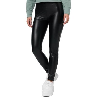 711260 Nur Die Legginsy o wyglądzie skóry Relax & Go ze sztucznej skóry, wysoki stan, z miękką stroną wewnętrzną i ściągaczem damskie, czarny, L 711260 Nur Die Legginsy o wyglądzie skóry Relax & Go ze sztucznej skóry, wysoki stan, z miękką stroną wewnętrzną i ściągaczem damskie, czarny, L