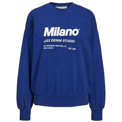 12200367 JACK & JONES Damska bluza Jjxx Jxbeatrice Ls Loose Vint Sweat Noos, Sodalite Blue/Print:bright White Milano Print, XS 12200367 JACK & JONES Damska bluza Jjxx Jxbeatrice Ls Loose Vint Sweat Noos, Sodalite Blue/Print:bright White Milano Print, XS