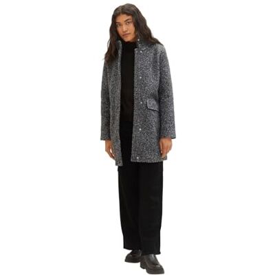 1037586 TOM TAILOR Denim Damski płaszcz Boucle ze stójką, 10522 Shale Grey Melange, XL 1037586 TOM TAILOR Denim Damski płaszcz Boucle ze stójką, 10522 Shale Grey Melange, XL