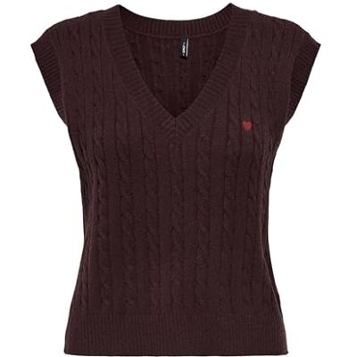15360593-4947387 Onlkatia Sl Cable V-Neck Vest Cc KNT, dekadencka czekolada, L 15360593-4947387 Onlkatia Sl Cable V-Neck Vest Cc KNT, dekadencka czekolada, L