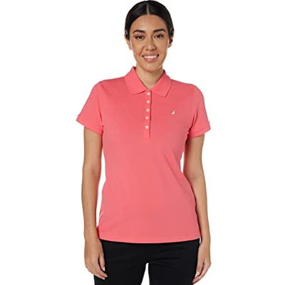 9300ZK-6AB-XS Nautica Damska koszulka polo z 5 guzikami, z krótkim rękawem, oddychająca, 100% bawełna, melon Pink, rozmiar X, Melon, różowy, XS 9300ZK-6AB-XS Nautica Damska koszulka polo z 5 guzikami, z krótkim rękawem, oddychająca, 100% bawełna, melon Pink, rozmiar X, Melon, różowy, XS