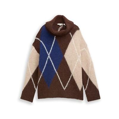 1049143 TOM TAILOR Sweter damski, 39173 Brązowy niebieski Argyle Knit Dsign, L 1049143 TOM TAILOR Sweter damski, 39173 Brązowy niebieski Argyle Knit Dsign, L
