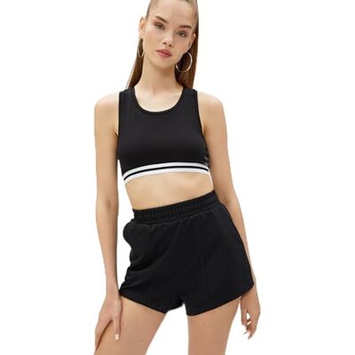 3SAL40097IK Koton Damskie szorty typu Relax Fit Ribbed Pocket Detail, Czarny (999), M 3SAL40097IK Koton Damskie szorty typu Relax Fit Ribbed Pocket Detail, Czarny (999), M