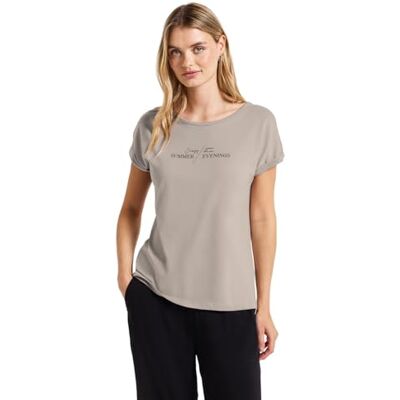 A323610 Street One Damska koszulka basic z nadrukiem, Tumbled Beige, 44 A323610 Street One Damska koszulka basic z nadrukiem, Tumbled Beige, 44