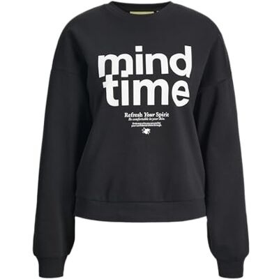 12282516-4849472 JACK & JONES Jxmimi RLX Ls Print Crew SWT, czarny, XL 12282516-4849472 JACK & JONES Jxmimi RLX Ls Print Crew SWT, czarny, XL