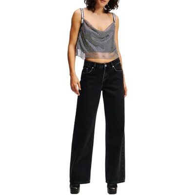 A1W10033 Karl Lagerfeld Jeans, Damskie, Średni Stan, Luźne Denim, Luźna Nogawka, Czarny, 3032 A1W10033 Karl Lagerfeld Jeans, Damskie, Średni Stan, Luźne Denim, Luźna Nogawka, Czarny, 3032