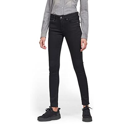 D05281-B964-A810 G-STAR RAW Damskie dżinsy z zamkiem Midge Zip Mid Waist Skinny, Czarny podział czarny, 23W / 32L D05281-B964-A810 G-STAR RAW Damskie dżinsy z zamkiem Midge Zip Mid Waist Skinny, Czarny podział czarny, 23W / 32L