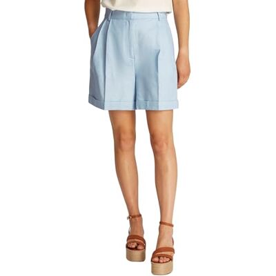 WW0WW44767C1O32 TOMMY HILFIGER Damskie lniane spodenki plisowane WW0WW44767, niebieski, 32, Niebieski (Breezy Blue), 58 WW0WW44767C1O32 TOMMY HILFIGER Damskie lniane spodenki plisowane WW0WW44767, niebieski, 32, Niebieski (Breezy Blue), 58