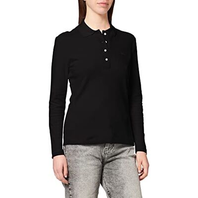 PF5464 Lacoste Damska koszulka polo z długim rękawem Slim Fit, Noir, 38 PF5464 Lacoste Damska koszulka polo z długim rękawem Slim Fit, Noir, 38