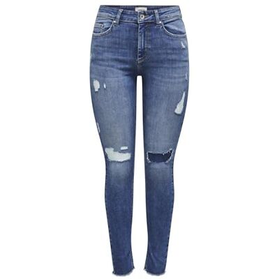 15197354 ONLY Women's ONLBLUSH MID SK ANK RAW REA8097 dżinsy, Medium Blue Denim, XS/30, niebieski (medium blue denim), (XS) W / 30L 15197354 ONLY Women's ONLBLUSH MID SK ANK RAW REA8097 dżinsy, Medium Blue Denim, XS/30, niebieski (medium blue denim), (XS) W / 30L