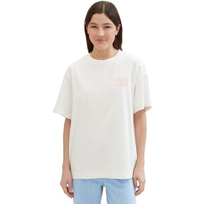 1042272 TOM TAILOR Denim T-Shirt, 10348-Gardenia Biały, XS Kobiety, 10348 Gardenia White, XS 1042272 TOM TAILOR Denim T-Shirt, 10348-Gardenia Biały, XS Kobiety, 10348 Gardenia White, XS