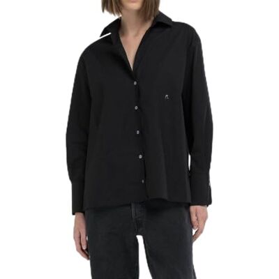 W2152 .000.84934 Replay Damska bluzka Comfort Fit bawełna, 098 BLACK, M W2152 .000.84934 Replay Damska bluzka Comfort Fit bawełna, 098 BLACK, M