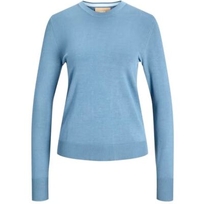 12255368 Jack & Jones Jxcara Comfy Crew Neck Knit, Medium Grey Melange/Szczegóły: / Fuchsia Red, S 12255368 Jack & Jones Jxcara Comfy Crew Neck Knit, Medium Grey Melange/Szczegóły: / Fuchsia Red, S