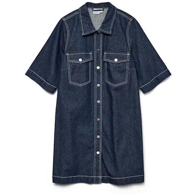 10317552-4768235 Vero Moda Vmfenja 2/4 Short Denim Dress Ga Noos, niebieski (Dark Blue Denim), XS 10317552-4768235 Vero Moda Vmfenja 2/4 Short Denim Dress Ga Noos, niebieski (Dark Blue Denim), XS