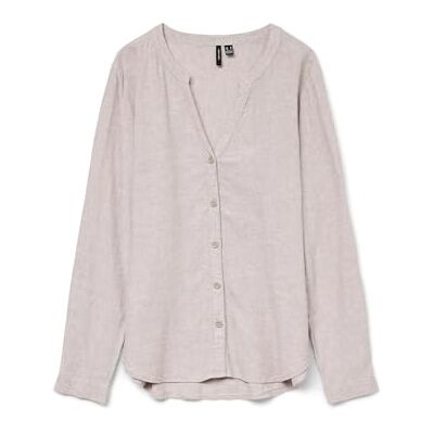 10323030-4654355 Vmlinn Ls V-Neck Shirt WVN Noos, Moon Rock, S 10323030-4654355 Vmlinn Ls V-Neck Shirt WVN Noos, Moon Rock, S