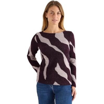 B324143 CECIL Wzorzysta przędza piórkowa Shirt Eggplant red M B324143 CECIL Wzorzysta przędza piórkowa Shirt Eggplant red M