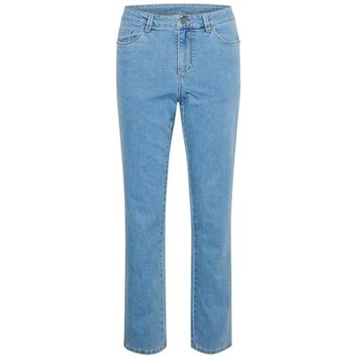 10506530-101012-38 KAFFE Dżinsy Kavicky damskie dżinsy z prostymi nogawkami, spodnie z wysokim stanem, Jasnoniebieski, sprany denim, 38 10506530-101012-38 KAFFE Dżinsy Kavicky damskie dżinsy z prostymi nogawkami, spodnie z wysokim stanem, Jasnoniebieski, sprany denim, 38