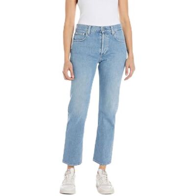 WB461 .000.737 677 Replay Damskie dżinsy o prostym kroju z wysokim stanem Maijke Straight Rose Label, 010 Light Blue, 32W / 28L WB461 .000.737 677 Replay Damskie dżinsy o prostym kroju z wysokim stanem Maijke Straight Rose Label, 010 Light Blue, 32W / 28L