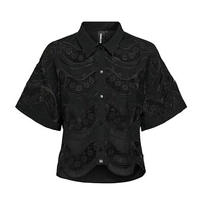 15328927 ONLSUKO Life SS LACE Shirt XT WVN, czarny, L 15328927 ONLSUKO Life SS LACE Shirt XT WVN, czarny, L