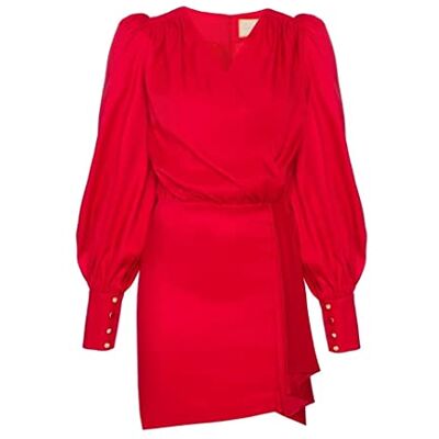 Stefany - Size XS Swing Fashion Stefany elegancka sukienka damska, odświętna, na imprezę, letnia sukienka wieczorowa, sukienka koktajlowa, minisukienka z dekoltem w kopertę, długi rękaw, krótka, czerwony, XS Stefany - Size XS Swing Fashion Stefany elegancka sukienka damska, odświętna, na imprezę, letnia sukienka wieczorowa, sukienka koktajlowa, minisukienka z dekoltem w kopertę, długi rękaw, krótka, czerwony, XS