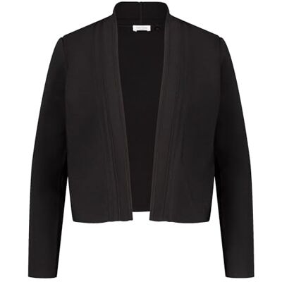 935030 Gerry Weber Damski kardigan z delikatnej dzianiny prążkowanej z długim rękawem, z rozcięciem, jednokolorowy, czarny, 44 935030 Gerry Weber Damski kardigan z delikatnej dzianiny prążkowanej z długim rękawem, z rozcięciem, jednokolorowy, czarny, 44