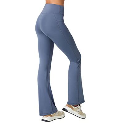 Bootcut LOS OJOS Damskie spodnie do jogi – wysoka talia, legginsy do jogi, z kontrolą brzucha, czarny (Kohle), M Bootcut LOS OJOS Damskie spodnie do jogi – wysoka talia, legginsy do jogi, z kontrolą brzucha, czarny (Kohle), M