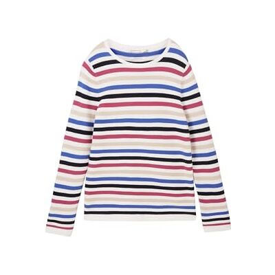 1016350 TOM TAILOR Damski sweter z dzianiny z bawełny ekologicznej, 36208 kolorowy wzór w paski z dzianiny, S 1016350 TOM TAILOR Damski sweter z dzianiny z bawełny ekologicznej, 36208 kolorowy wzór w paski z dzianiny, S