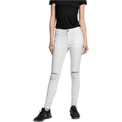 TB1538-220 Urban Classics Damskie spodnie Ladies Cut Knee Pants, biały (White 220), 29W x 31L TB1538-220 Urban Classics Damskie spodnie Ladies Cut Knee Pants, biały (White 220), 29W x 31L