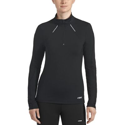 1128260 Rono damska koszulka z długim rękawem Dry II Zip-Shirt, czarna (900), M 1128260 Rono damska koszulka z długim rękawem Dry II Zip-Shirt, czarna (900), M