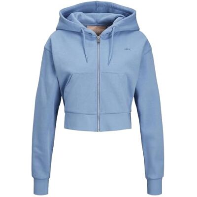12219609 JJXX JXAbbie damska bluza z kapturem z zamkiem błyskawicznym, Silver Lake Blue/Print: bijou Blue JJXX Logo, XL 12219609 JJXX JXAbbie damska bluza z kapturem z zamkiem błyskawicznym, Silver Lake Blue/Print: bijou Blue JJXX Logo, XL
