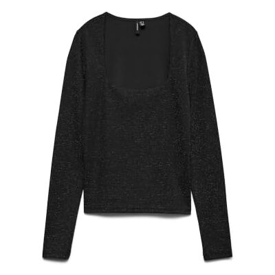 10336088-4931498 VERO MODA Vmkanva Ls Square Neck Top JRS Ga, czarny, S 10336088-4931498 VERO MODA Vmkanva Ls Square Neck Top JRS Ga, czarny, S