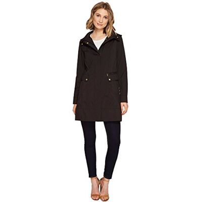 null.list Cole Haan Damska kurtka przeciwdeszczowa z kapturem i kokardą, Czarny, L null.list Cole Haan Damska kurtka przeciwdeszczowa z kapturem i kokardą, Czarny, L