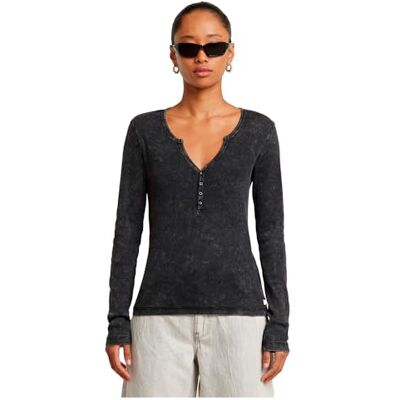 D24656 Deep V Henley Slim Top, Czarny (Dk Black Gd -c773-b564), XL D24656 Deep V Henley Slim Top, Czarny (Dk Black Gd -c773-b564), XL