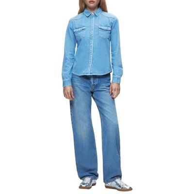 60474-14872-55862 LTB Jeans Lucinda koszula dżinsowa w kolorze niebieskim, wyprodukowana z bawełny, rozmiar XL, niebieski, XL 60474-14872-55862 LTB Jeans Lucinda koszula dżinsowa w kolorze niebieskim, wyprodukowana z bawełny, rozmiar XL, niebieski, XL
