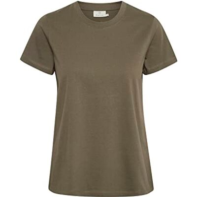 10506137-190511-XL KAFFE KAmarin damski T-shirt z krótkim rękawem, casualowy, jednokolorowy, okrągły dekolt, liść winogrona, XL 10506137-190511-XL KAFFE KAmarin damski T-shirt z krótkim rękawem, casualowy, jednokolorowy, okrągły dekolt, liść winogrona, XL